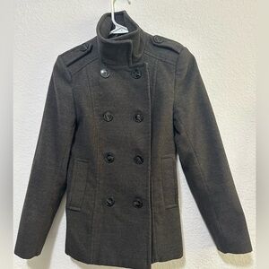 H&M Gray Pea Coat High Collar Coat Blazer size‎ 2